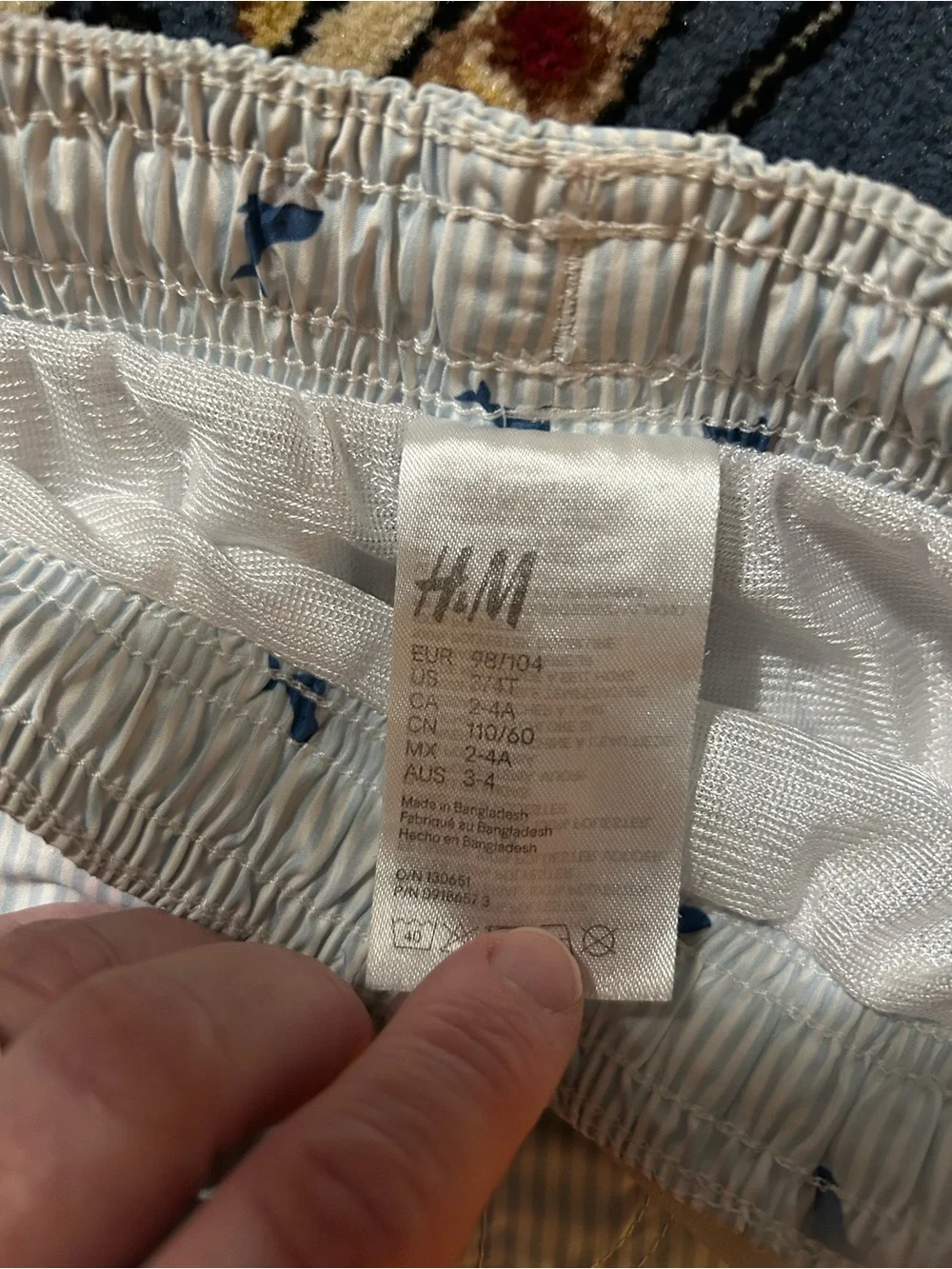 H&M White Swim Shorts with Blue Whale Motif